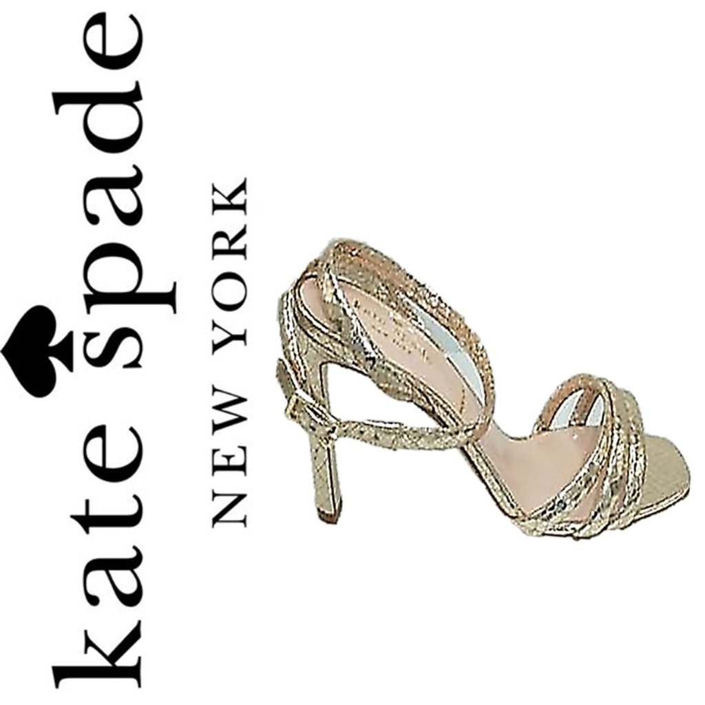 New Kate Spade * Ankle Strap Champagne Metal Heel 7 Prom Formal